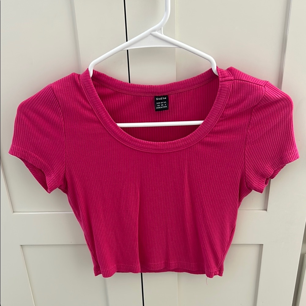 Pink Ribbed Crop Top